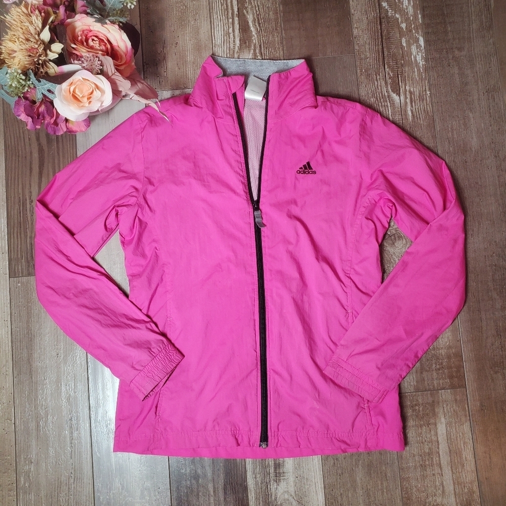 adidas Women's Intense Pink & Black Size Small Quiet Windbreaker Jacket